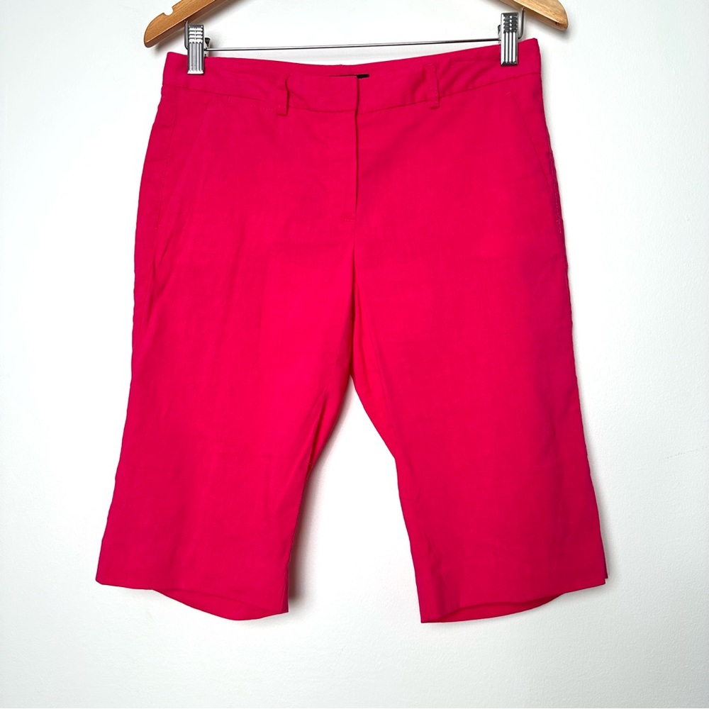 Theory Hot Pink Barbiecore Coquette Girl Linen Blend Coastal Bermuda Shorts